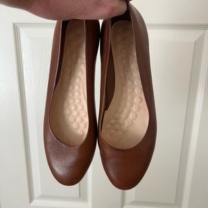 Brown leather ballet flats